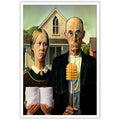Funny Bathroom Canvas Wall Art Vintage American Gothic Toilet Poster World