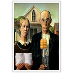 Funny Bathroom Canvas Wall Art Vintage American Gothic Toilet Poster World