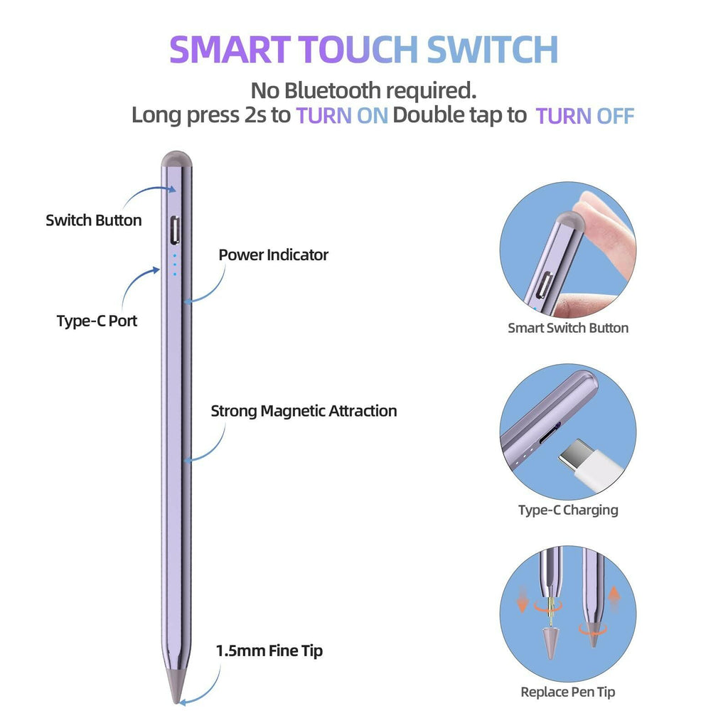 MMK Stylus Pen for iPad 6th-10th, A16, Energy-Saving Fast Charging Apple Pencil