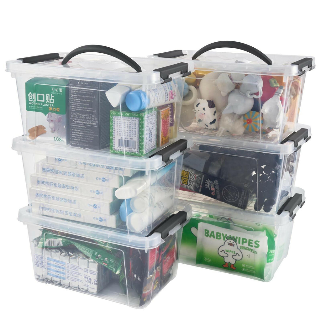 Eslite 6 Quart Plastic Stackable Storage Latch Bins,Clear Latching Box with