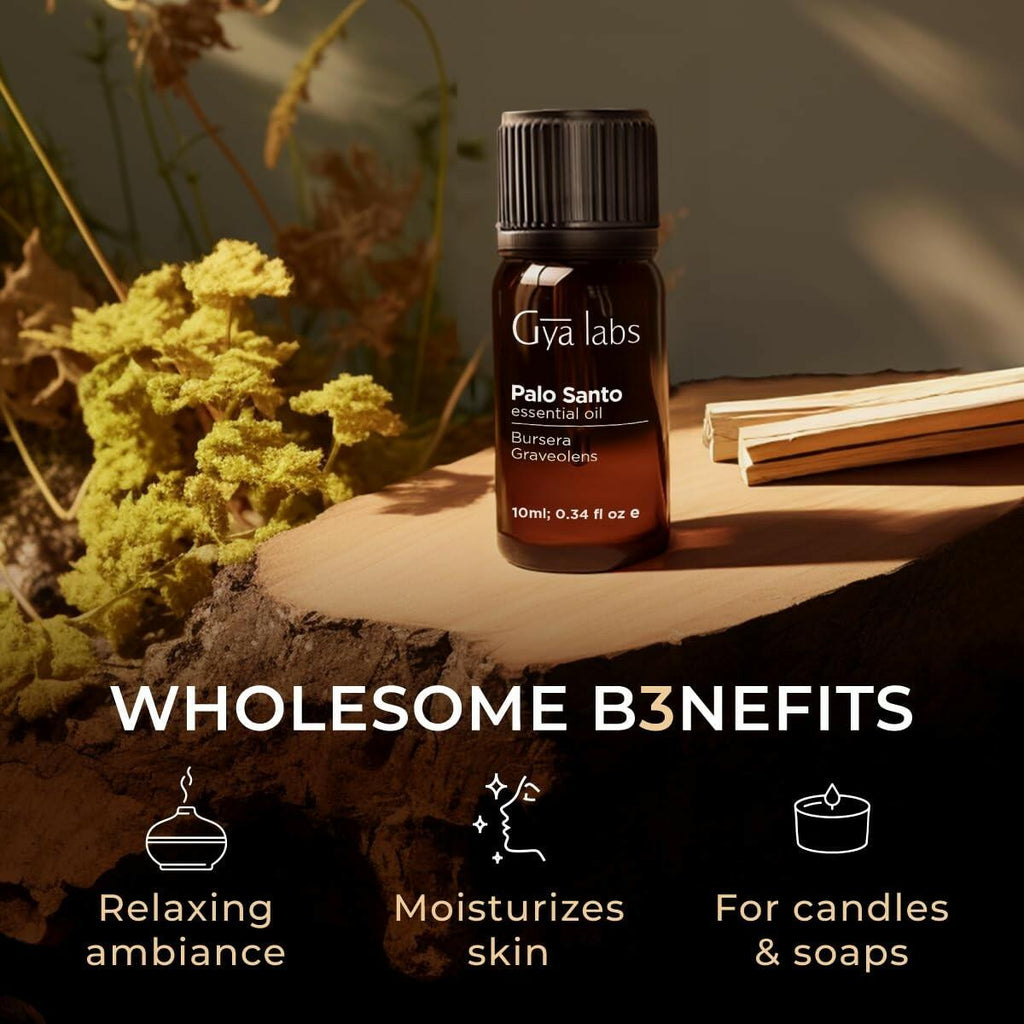Gya Labs Palo Santo Essential Oil - 0.34 Fl Oz - for Hair, Skin, Diffuser,