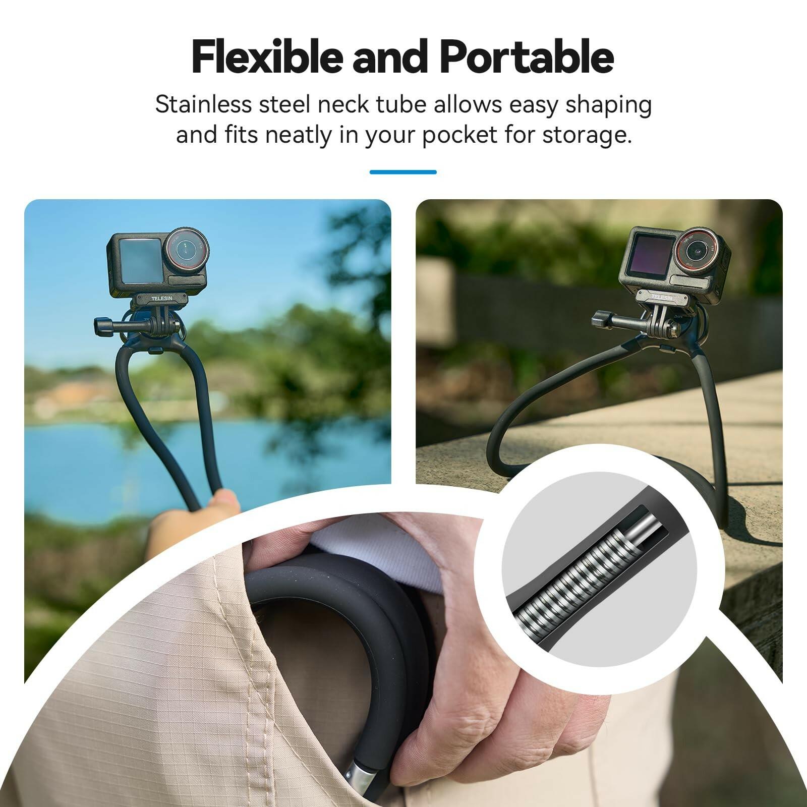 TELESIN Neck Mount SE 2.0 with Air Cushion, Adjustable Chest Strap and Neck