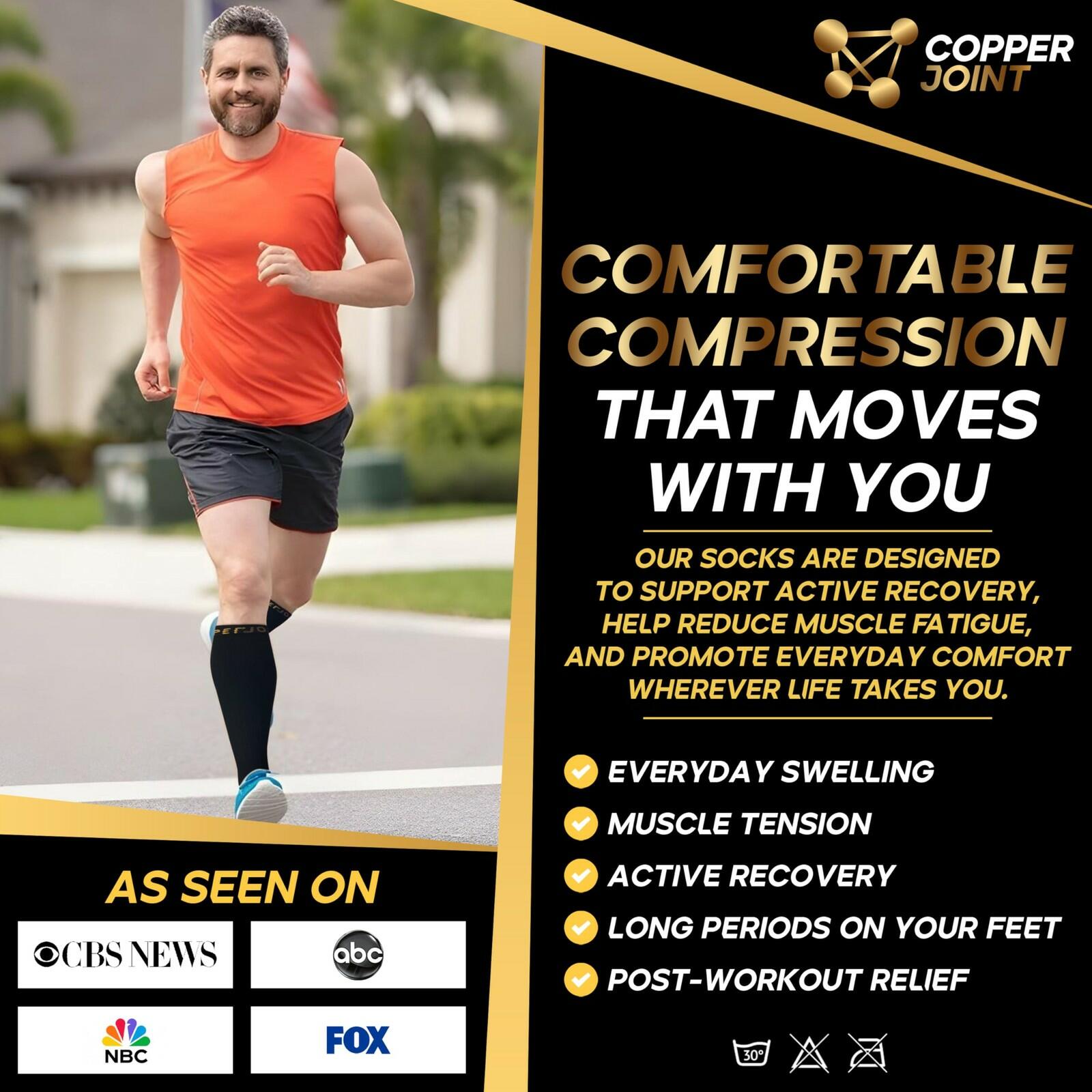 1 Pair CopperJoint Copper Compression Socks for Women & Men, 2X-Large Knee High