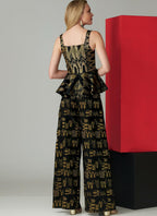 Vogue Patterns Misses' Sleeveless Peplum Top And Wide Leg Pants, 6-8-10-12-14,