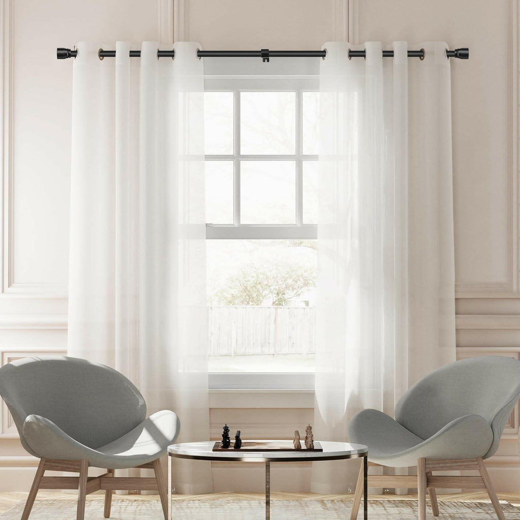 1" Curtain Rod 30-144 Inch Adjustable Heavy Duty Iron Window Rod Matte Black