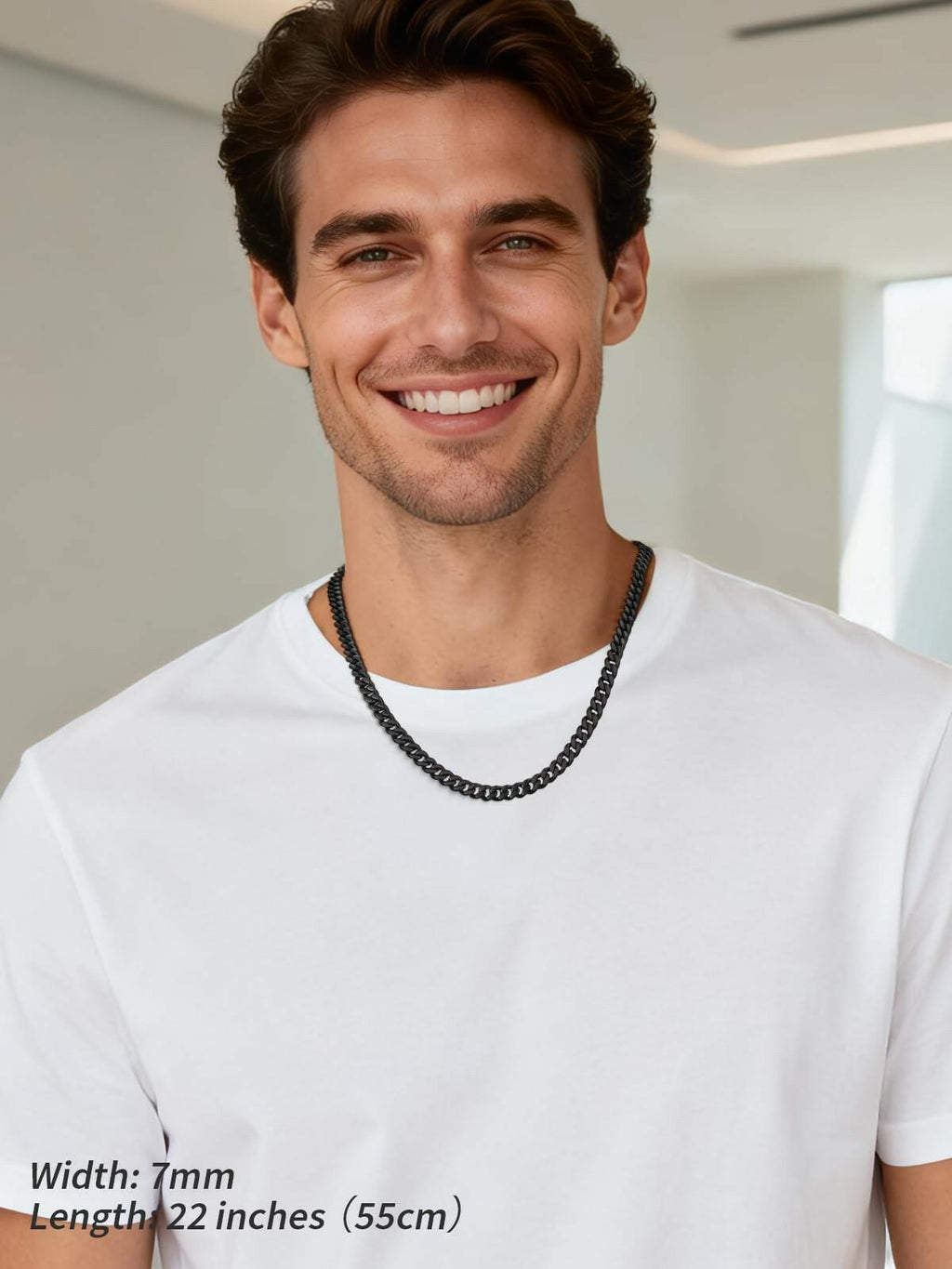 FindChic Black Chain Necklace for Men Thick Cuban Link Men's Curb Chain Necklace