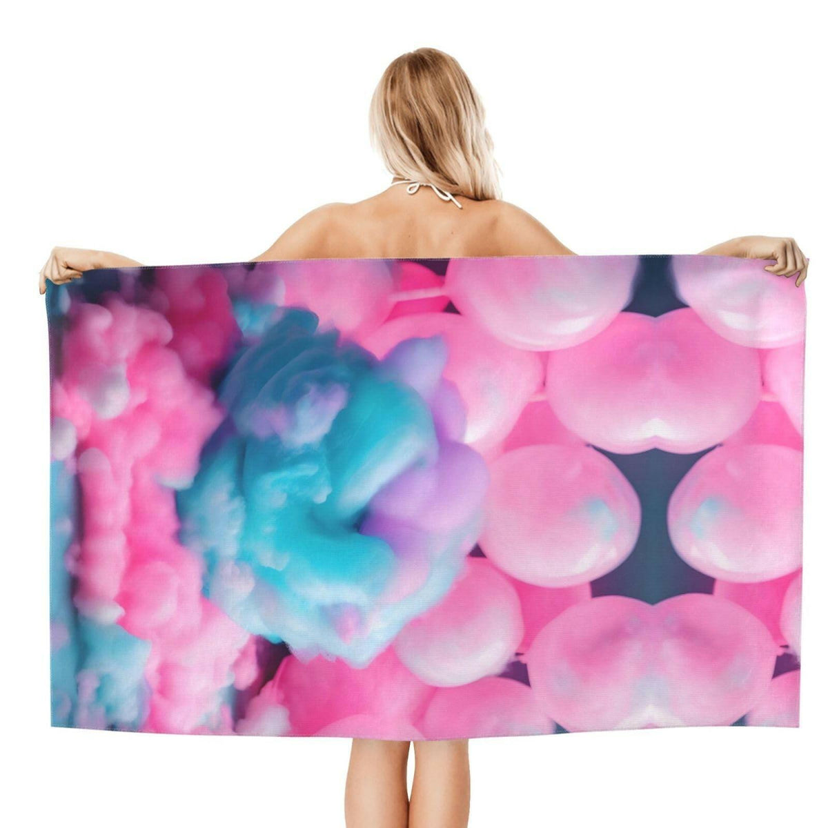 WURTON Red Cotton Candy Print Comfort Beach Towel Your Companion Pool,Camping