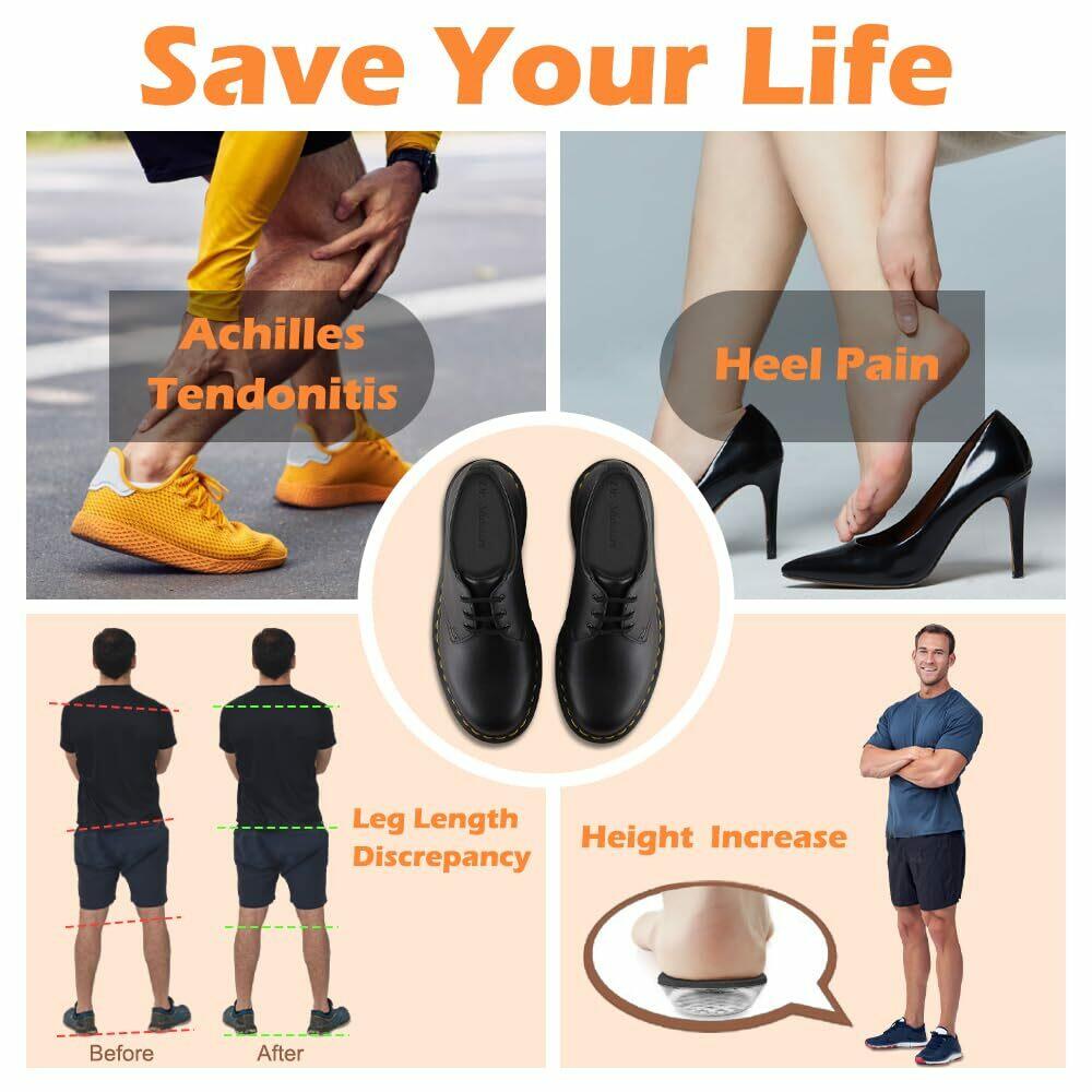 Dr. Shoesert Height Increase Insoles for Men and Women Wool Felt Gel Heel (1.0'