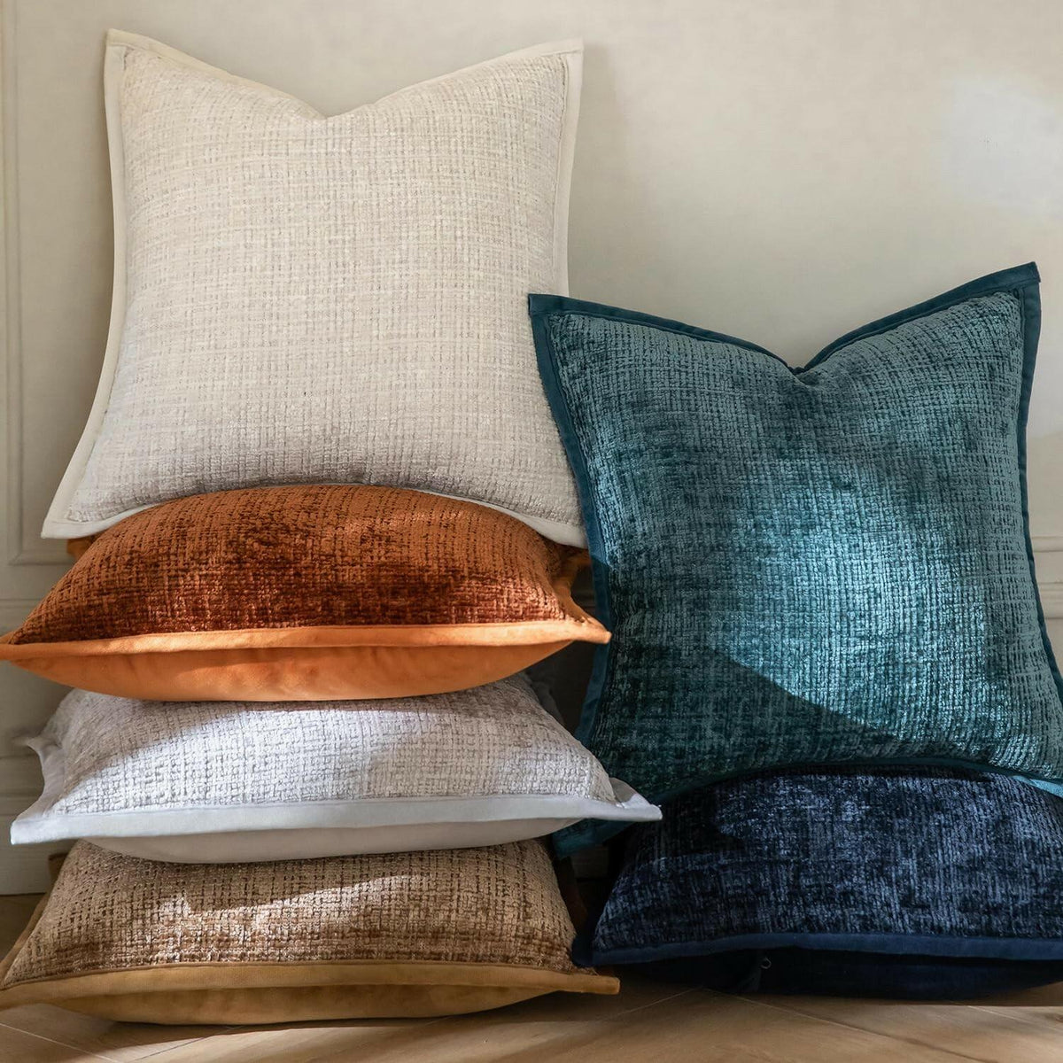 Yaertun Pack of 2 Chenille Textured Decorative Throw Pillow Covers Accent Solid