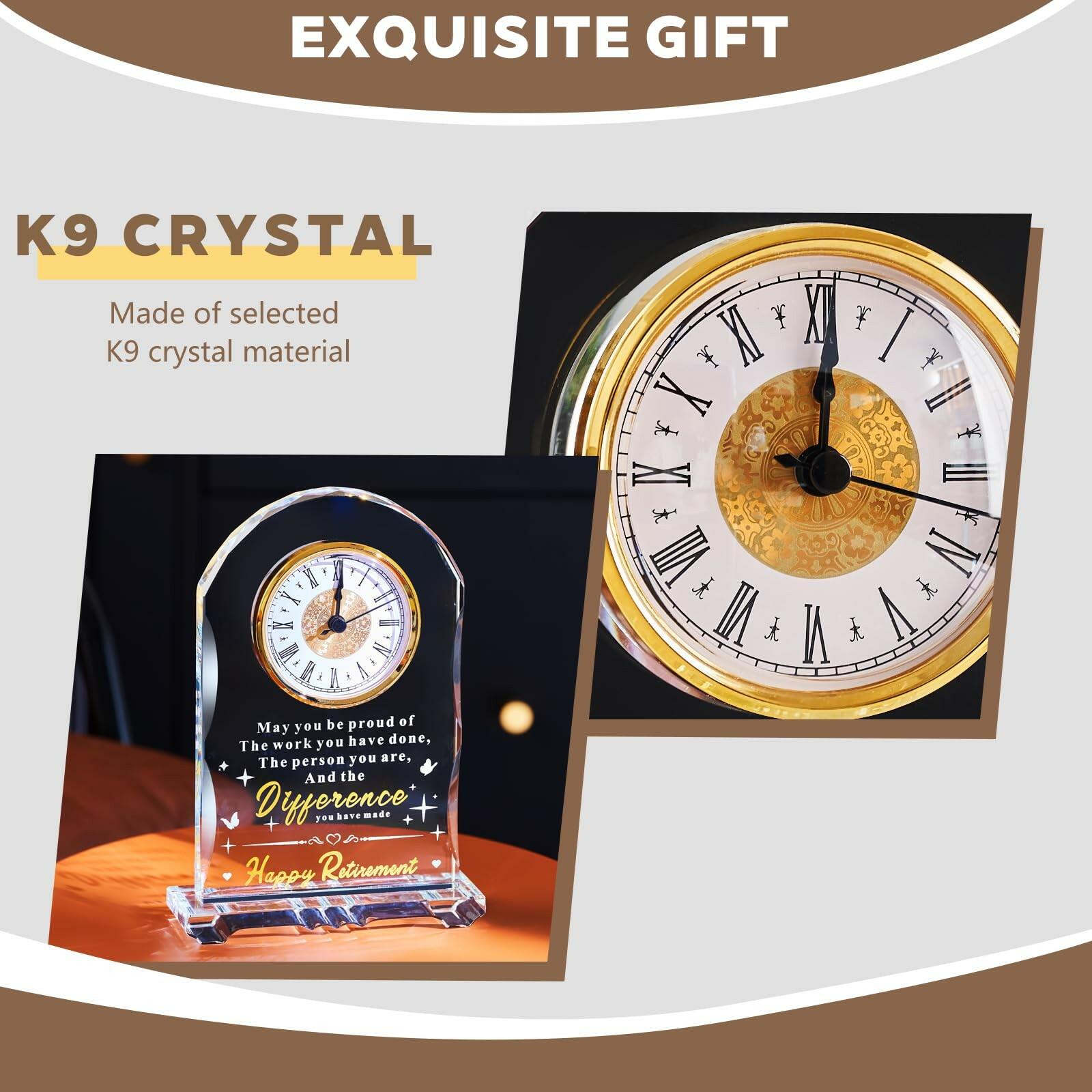 Ghtixsu 2026 Retirement Gifts for Women Men Crystal Clock, Going Away Gifts for