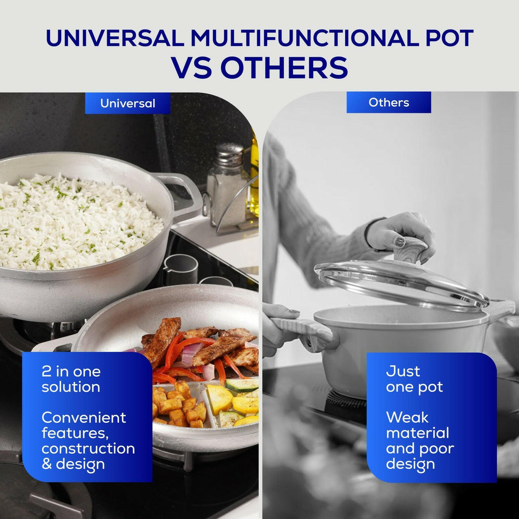 Universal 2-in-1 Caldero (9.4 inch/24 cm), Versatile Dutch Oven Pot with Lid,