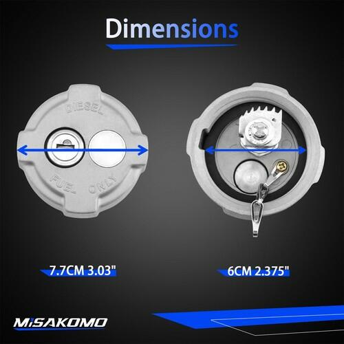2 3/8" Locking Diesel Fuel Cap Compatible with 2002 and Up Freightliner M2 Small