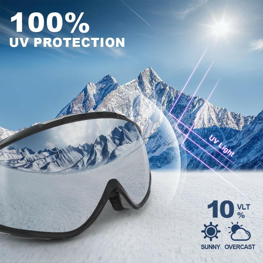 findway Ski Goggles OTG - Over Glasses Snow/Snowboard Goggles for Men, Women &