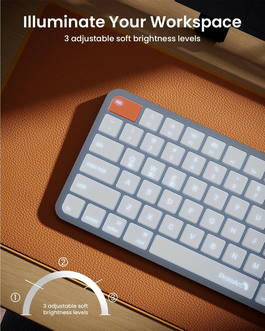 ProtoArc Bluetooth Keyboard for iPad, K90-A Backlit Compact Wireless Keyboard