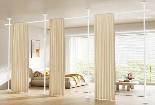 SUNALLY Room Divider Curtain Rod, No Drilling Wall Divider for Room Separation,