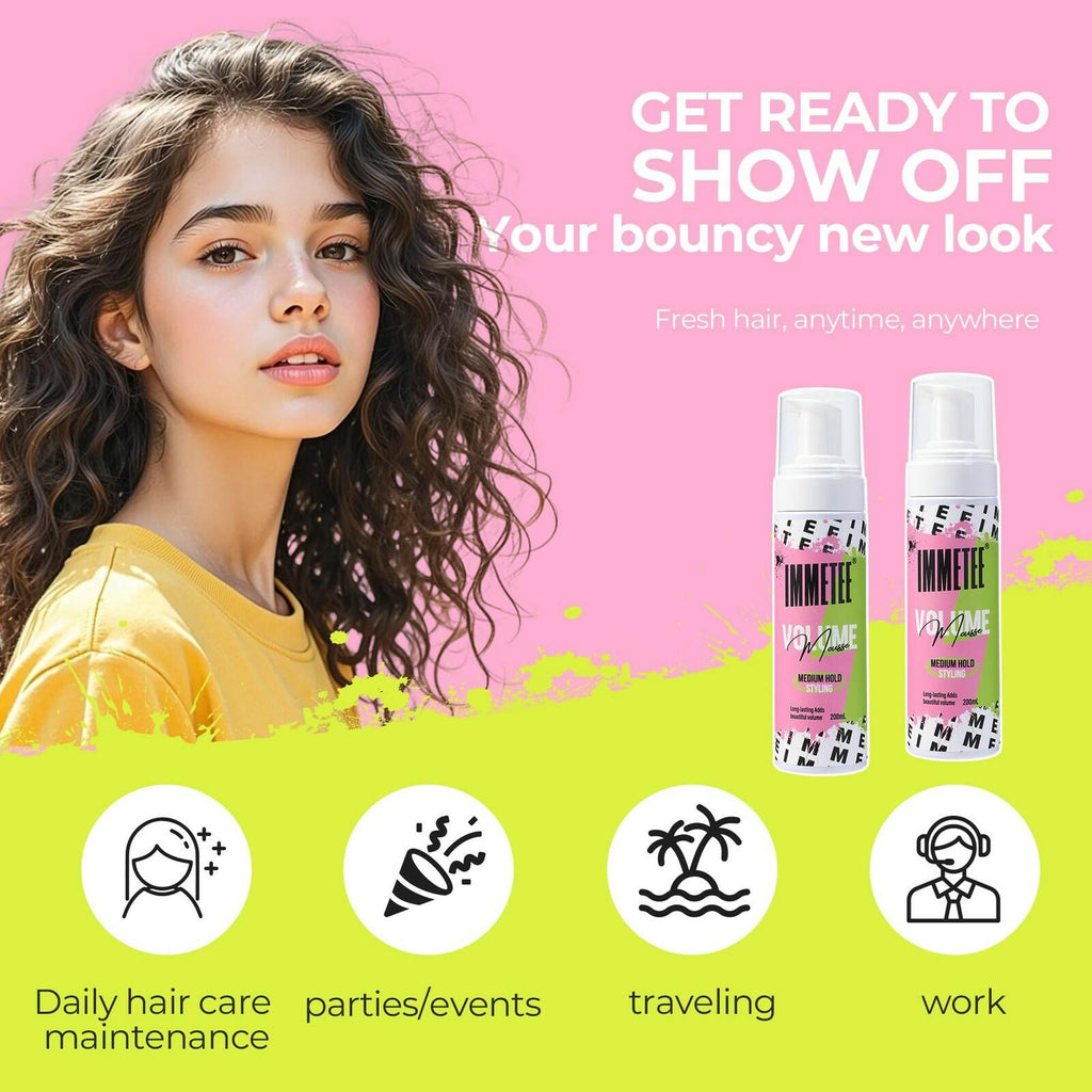immetee Volumizing Mousse for Fine Hair,Lightweight & Long Lasting,Frizz