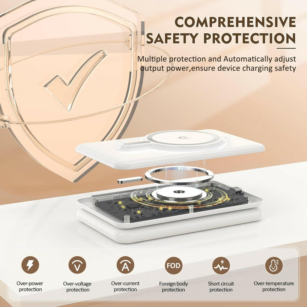 Magnetic Wireless Charger for iPhone: 3 in 1 Travel Charging Station for Apple