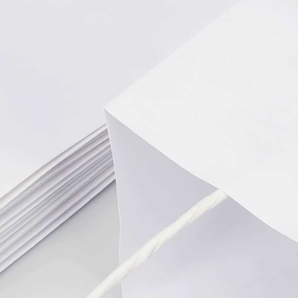 Oikss 100 Pack 5.25x3.25x8.25 Inch Small White Kraft Paper Bags with Handles