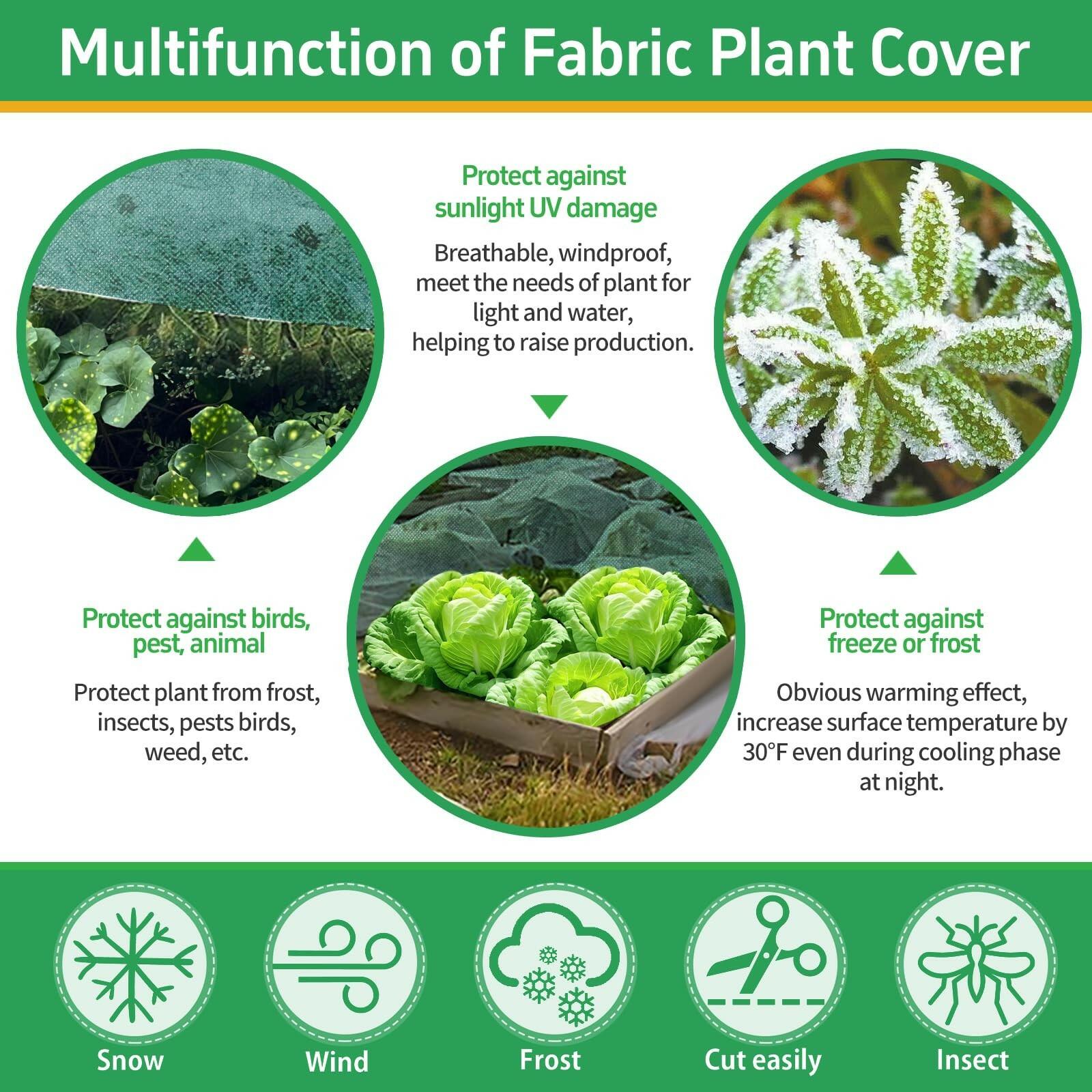 GUKULIVEL Plant Covers Freeze Protection, 10x50ft Green Frost Blanket for