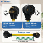 ELEGRP 1.5FT Dryer Adapter Cord NEMA 10-30P to 14-30R, 3 Prong Old House to 4