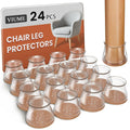 24 Pcs Chair Leg Floor Protectors for Hardwood Floors Silicone Covers Felt Pads