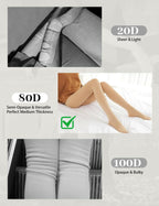DDOBB 3 Pairs 80D Tights for Women Opaque Black High Waisted Stockings Womens