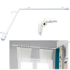 Lcokeiy White Steel Corner Curtain Rod, 30-136 Inch, Adjustable, Wall Mounted,