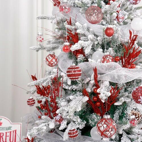 Super Holiday Christmas Ball Ornaments, 33PCS Red Clear Shatterproof Plastic