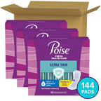 144 Ct Poise Ultra Thin Incontinence Pads & Postpartum Incontinence Pads 4 Drop