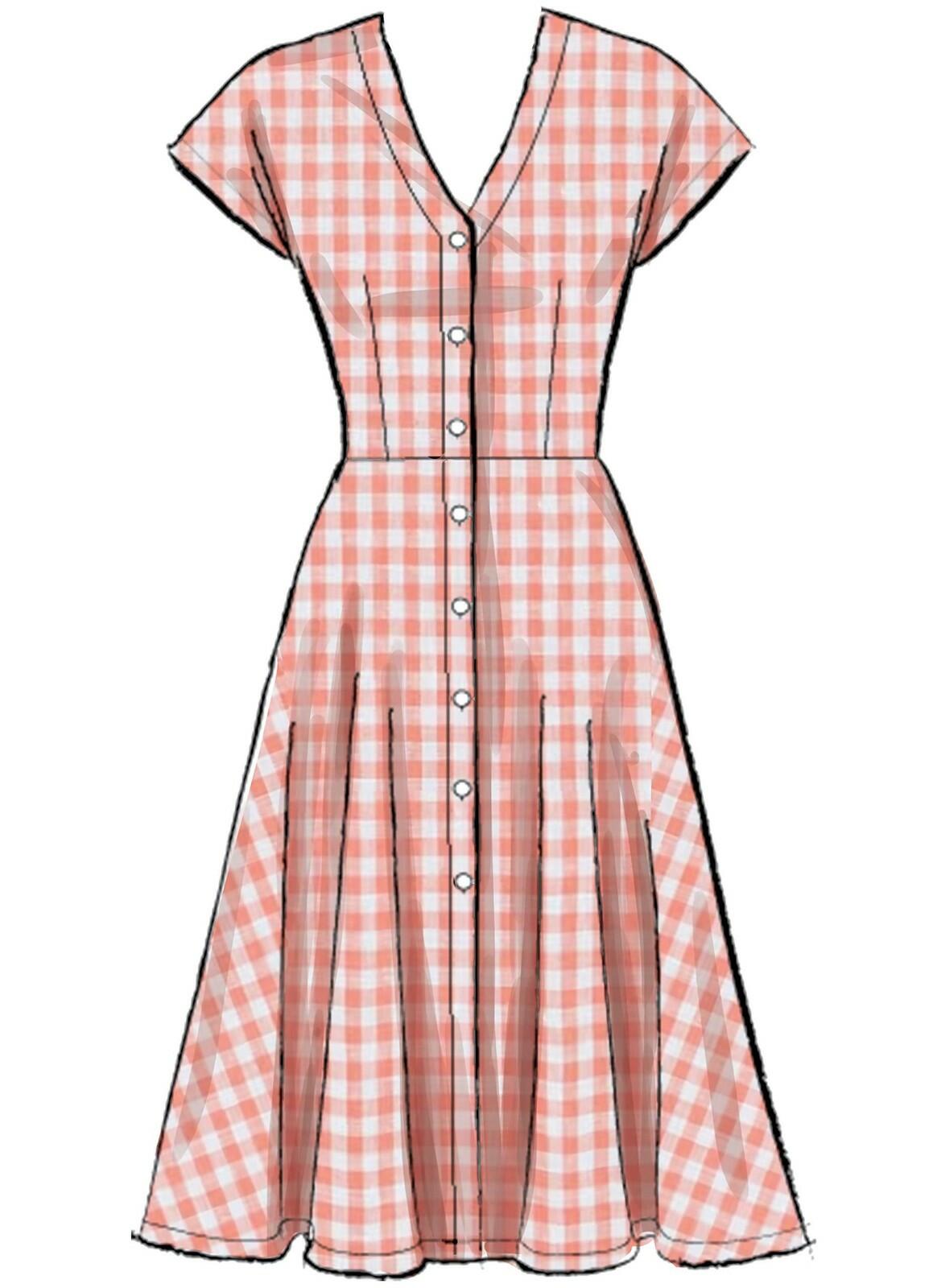 McCall's Women's Short Sleeve Pleated and Button Down Dress Sewing, Sizes 14-22