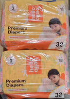 64 Count Hello Bello Diapers, Size 1 (8-12 lbs) Flower Child,  Premium