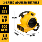 DEWALT Portable Air Mover 276W 3 Speed Floor Fan Blower