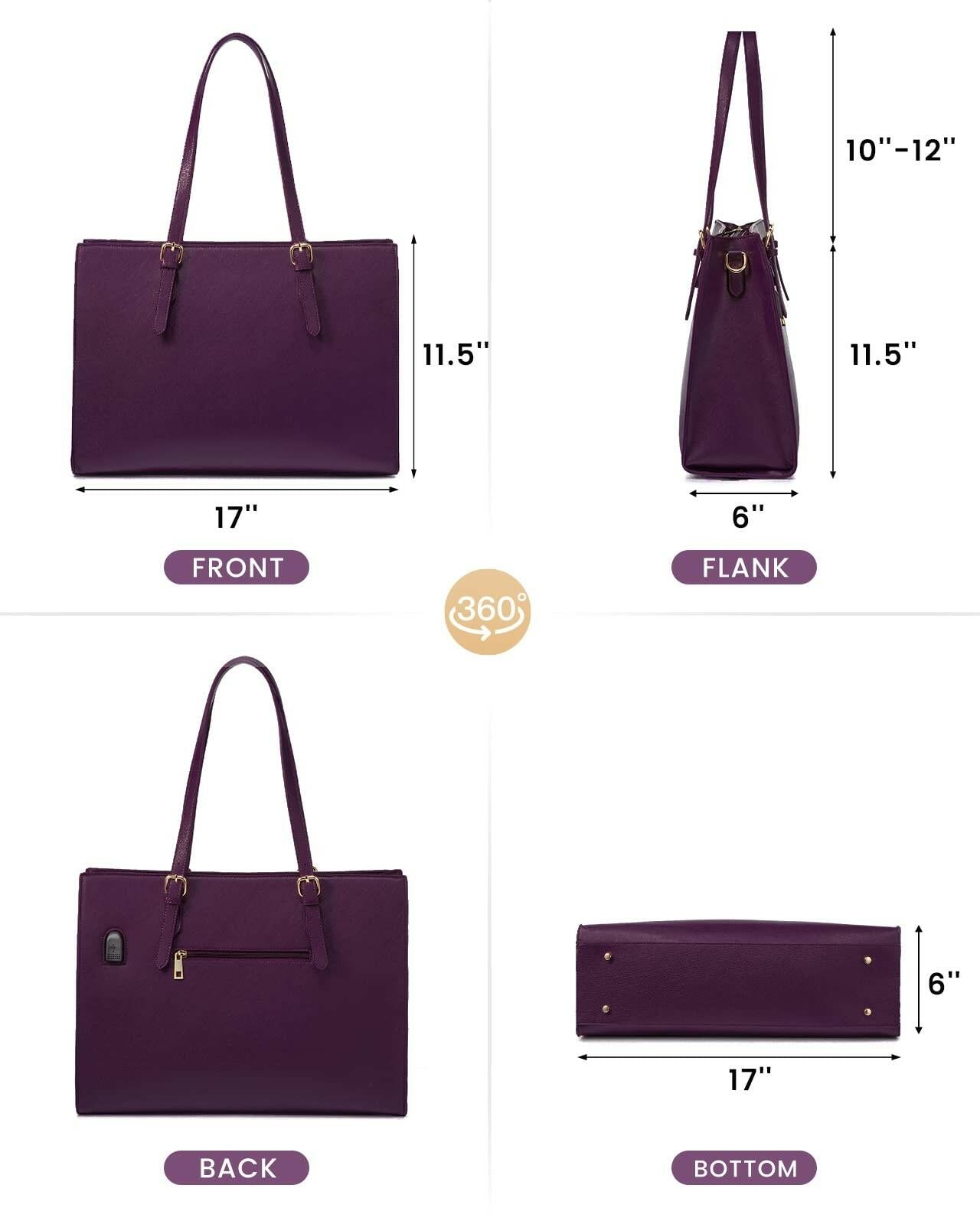 LOVEVOOK 15.6 Inch Laptop Bag for women, Large Waterproof PU Leather Work