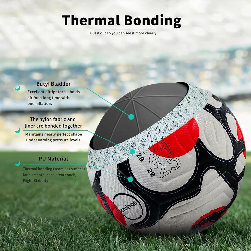 Torvinas Soccer Ball Size 5 with Pump, Waterproof PU Leather - Professional