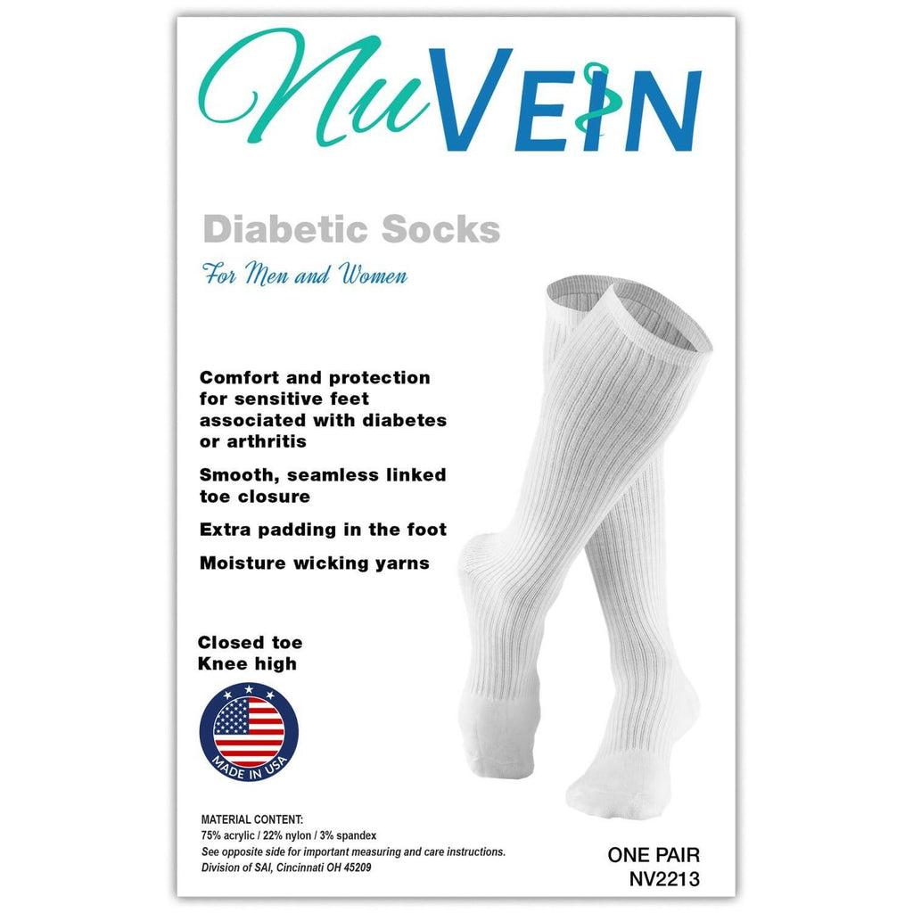 NuVein Compression Socks, 8-15 mmHg Support for Men, Padded Cushion Foot, Knee