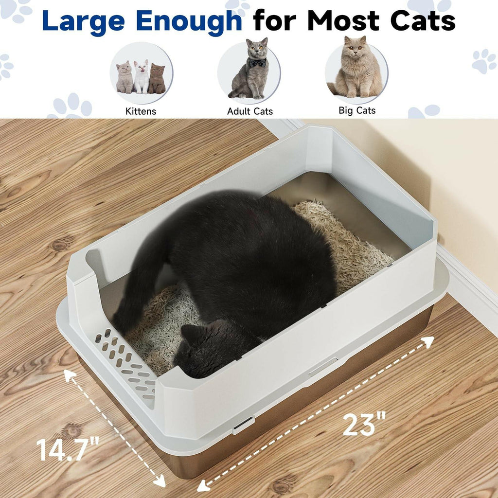 TENTIZON Stainless Steel Cat Litter Box with Lid, XL Large Covered Kitty