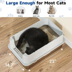 TENTIZON Stainless Steel Cat Litter Box with Lid, XL Large Covered Kitty