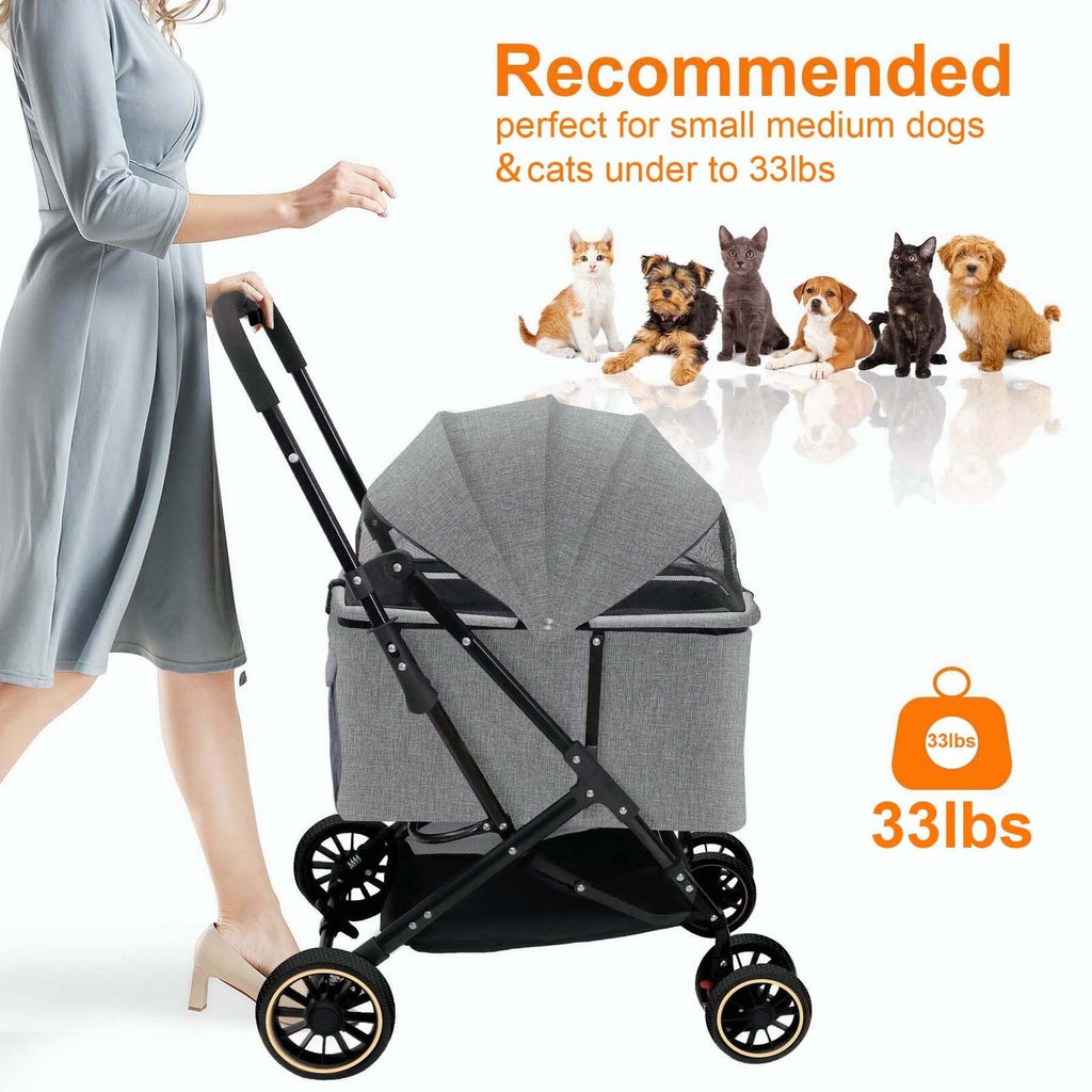 Dog Strollers for Small Dogs - Dog Stroller with Durable Shock-Absorbing PU