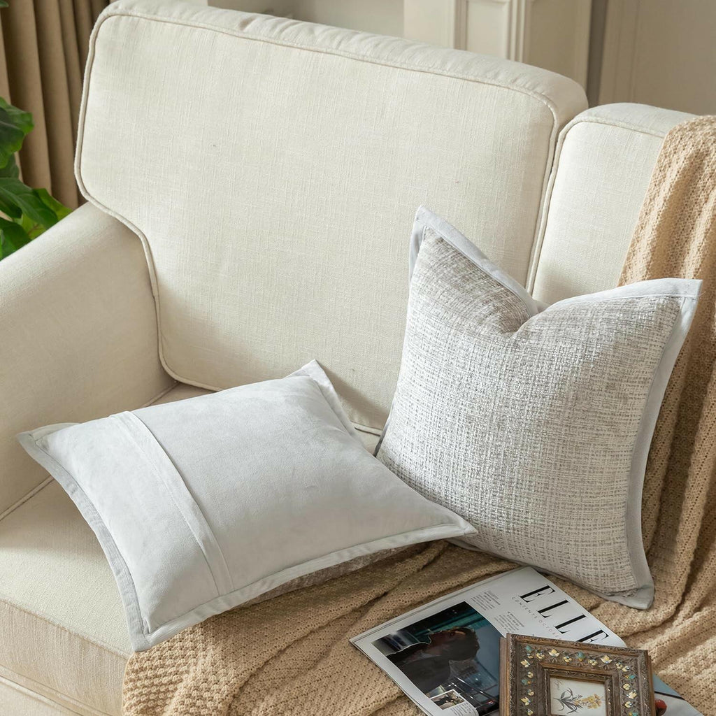 Yaertun Pack of 2 Chenille Textured Decorative Throw Pillow Covers Accent Solid