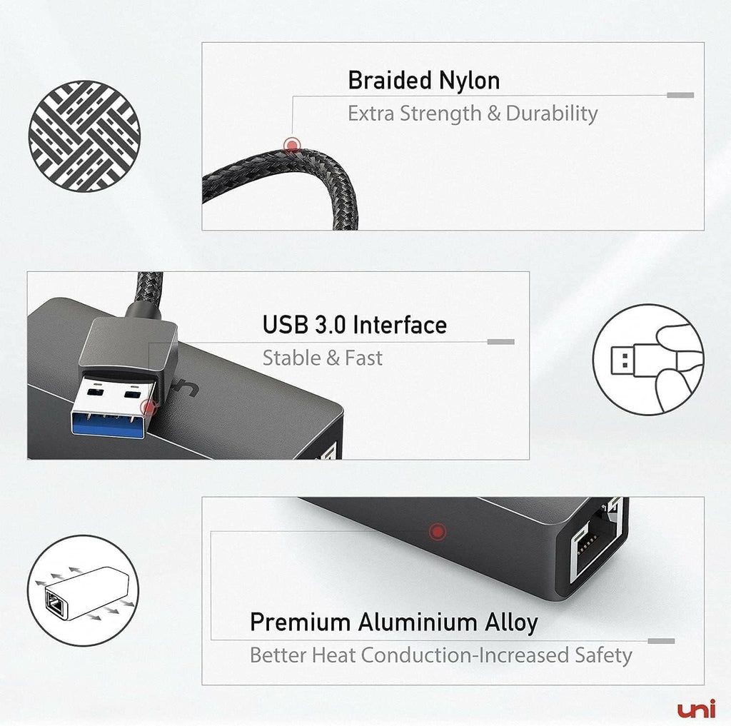 uni USB to Ethernet Adapter, Driver Free USB 3.0 to Gigabit Ethernet LAN Network