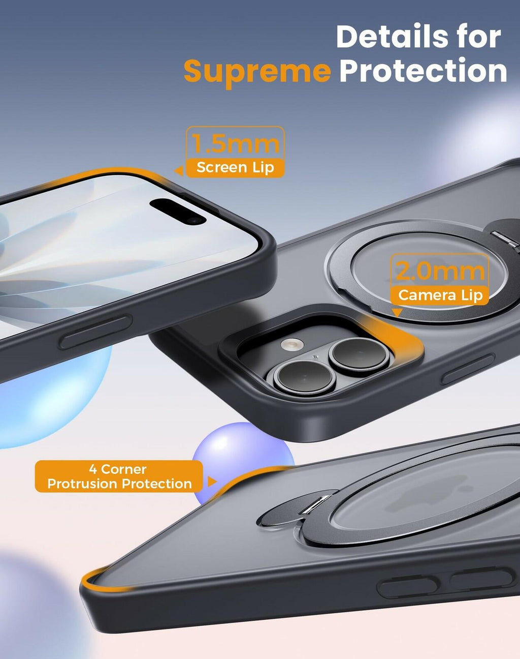 Xitufine Compatible with iPhone 17 Case, with 360° Magnetic Stand [Compatible