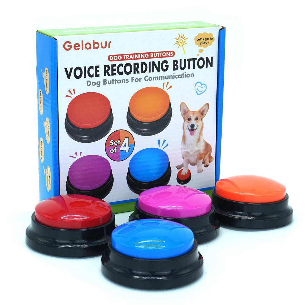 Open Box - Gelabur Set of 4 Dog Buttons for Communication, Voice Recordable