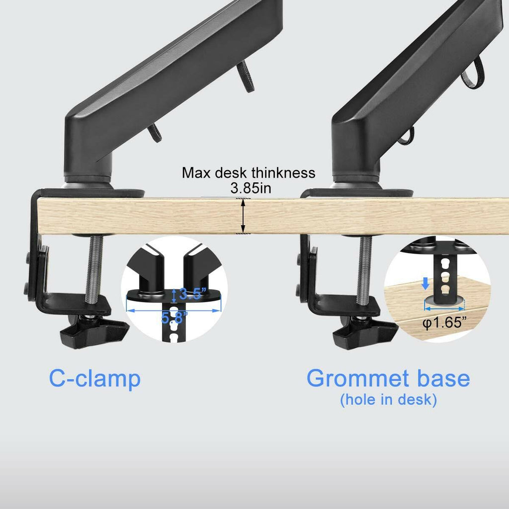 Suptek Dual Monitor Mount Stand-Height Adjustable Gas Spring Monitor Arm Desk