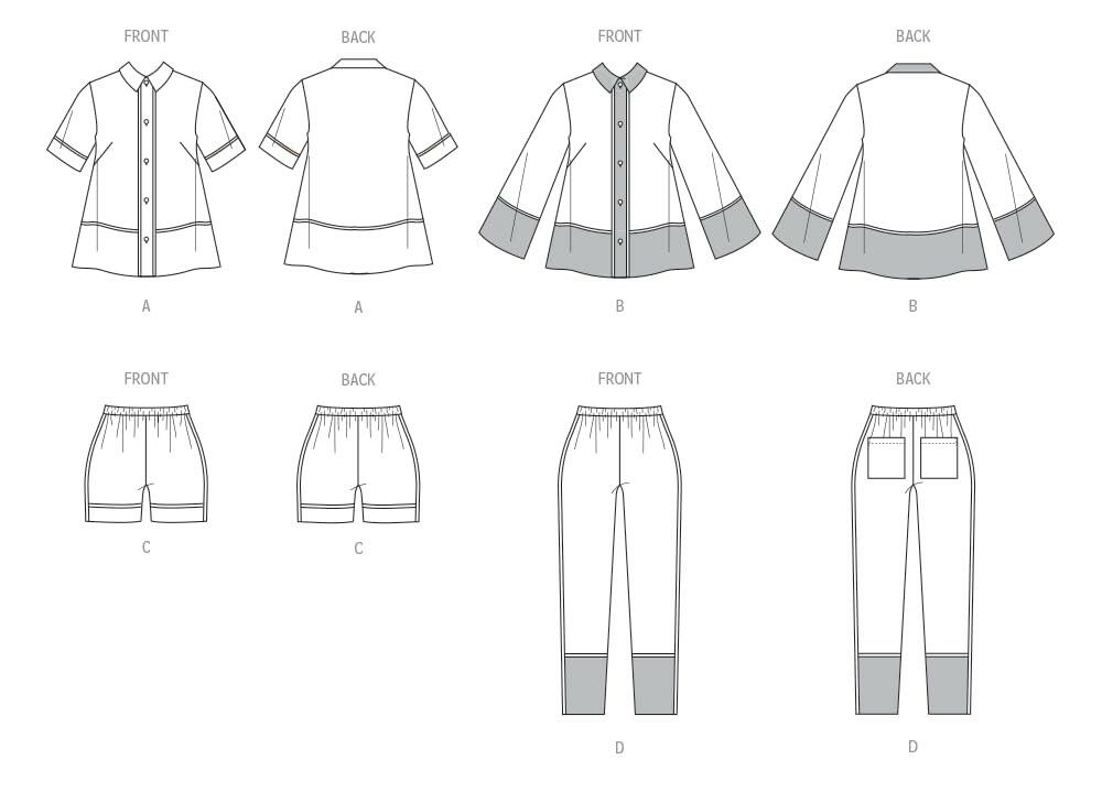 McCall's M8484A Misses' Pajamas Top, Shorts, and Pants Sewing Pattern Packet,