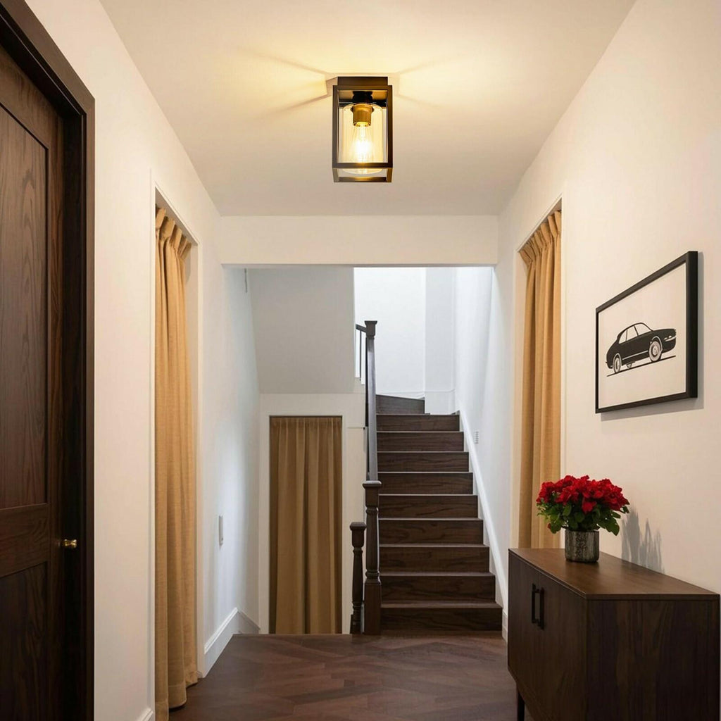 2 Pack Mayful Flush Mount Ceiling Light Fixture with Clear Glass Shade,