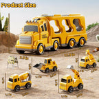 KIZONLY Construction Trucks Toys for 2 3 4 5 Years Old Boys - 5-in-1 Carrier