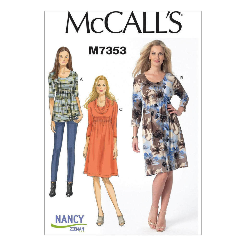 McCall's Patterns M7353 Misses' Raised Elastic-Waist Top and Dresses, Size A5