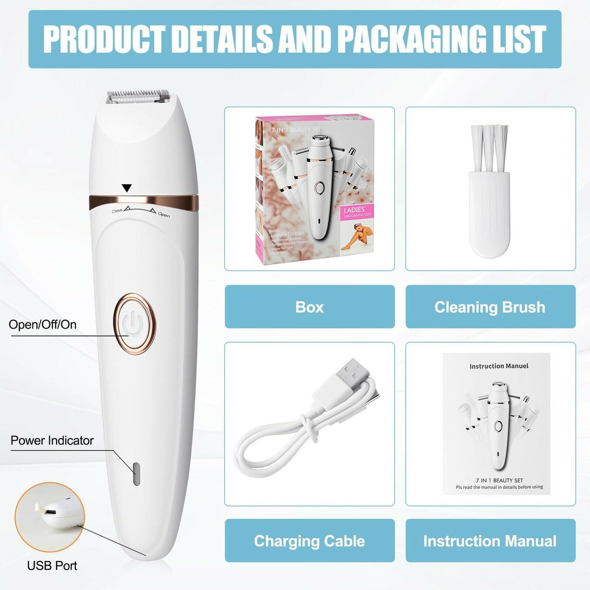 Facial Epilator for Women, Painless Electric Razors for Silk Skin, Portable