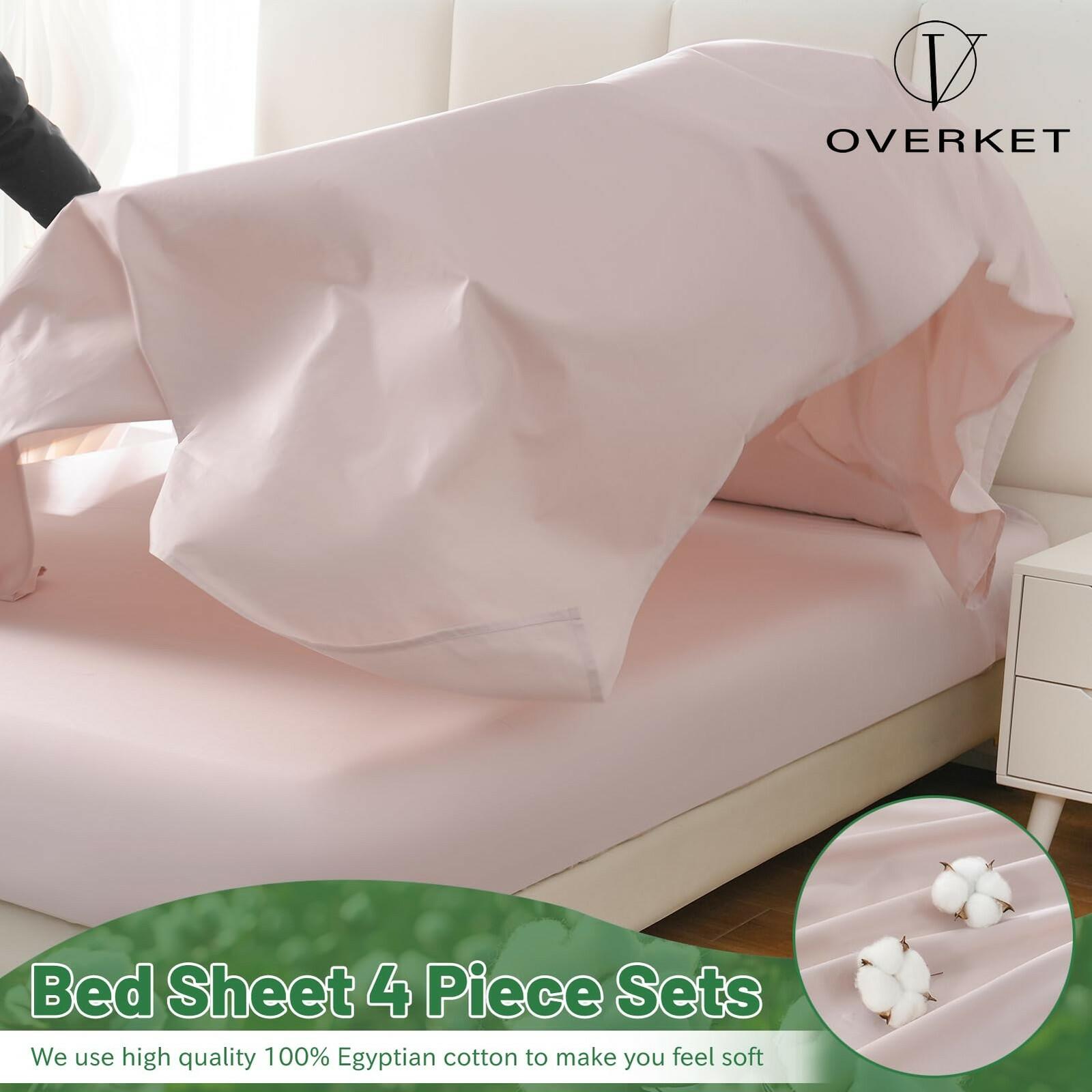 Overket 100% Egyptian Cotton Sheets Cal King Sheet Set 1000 Thread Count Sateen