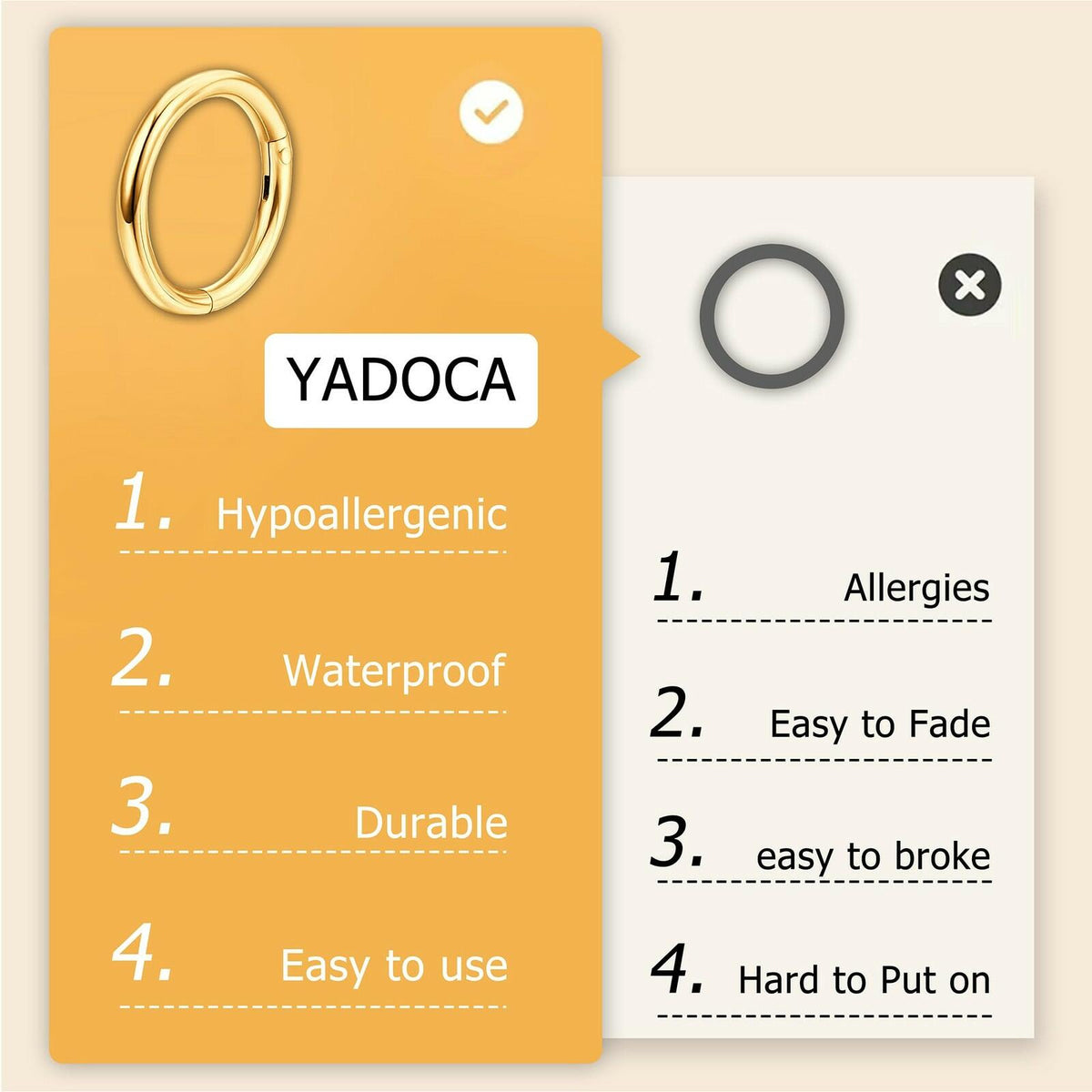 YADOCA Septum Nose Rings for Women Men - Gold Septum Rings 16G 18G Nose Ring
